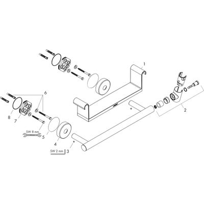 Hansgrohe Haltegriff Comfort weiss / chrom, mit Brausenhalter und Ablage, Farbe weiß Bild 3