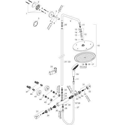 Hansgrohe Showerpipe Croma Select S 280, 1439 x 400 x 304 x 539 x 539 mm, Farbe chrom Bild 20