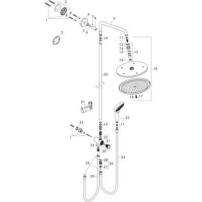 Hansgrohe Showerpipe Croma Select S 280 Reno, 1484 x 400 x 378 x 539 mm, Farbe chrom Bild 6