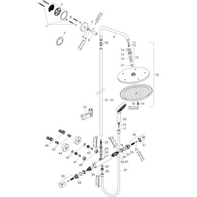 Hansgrohe Showerpipe Croma Select S 280 EcoSmart, 1439 x 304 x 539 mm, Farbe chrom Bild 20