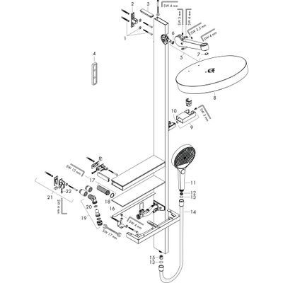 Hansgrohe Showerpipe Rainfinity 360 1jet matt, 1400 x 482 x 450 mm, Farbe weiß Bild 4
