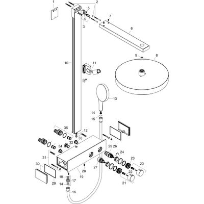 Hansgrohe Showerpipe Rainfinity 350 Kopfbrause 360 mm, 1101 x 370 x 586 mm, Farbe chrom Bild 10