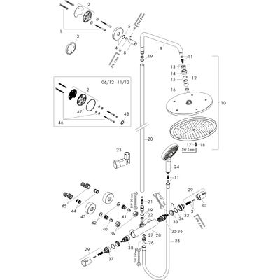 Hansgrohe Showerpipe Croma Select S 280 1jet, KB, HB u.Thermostat-AP, matt, 1439 x 304 x 539 x 539 mm, Farbe schwarz Bild 2