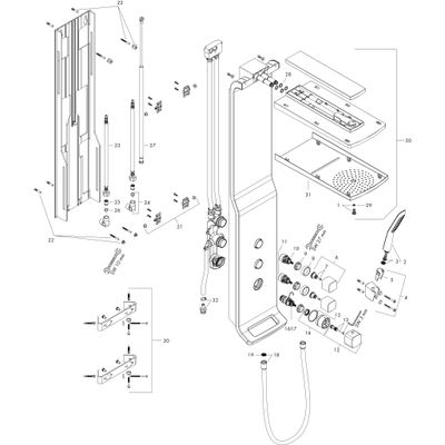 Hansgrohe Duschpaneel Lift Raindance satinchrom Armaturen, 1311 x 547 x 512 mm, Farbe chrom Bild 2
