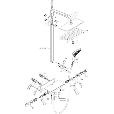 Hansgrohe Raindance Showerpipe Select E360 mit Thermostat, Brausearm 380 mm, 1269 x 380 x 559 x 476 mm, Farbe chrom Bild 4