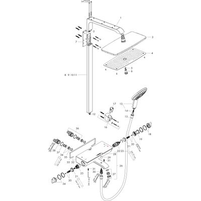 Hansgrohe Showerpipe Raindance Select we./chr. mit KB Raindance E Air 1jet 360 mm Wanne, 1628 x 576 x 487 mm, Farbe weiß, chrom Bild 2