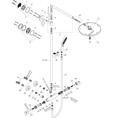 Hansgrohe Raindance Showerpipe S300 1 Jet, mit Thermostat, Brausearm 460 mm, verchromt, 1533 x 460 x 380 x 610 mm, Farbe chrom Bild 2
