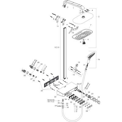 Hansgrohe Raindance Showerpipe Select E300 mit Thermostat, Brausearm 380 mm, 1218 x 380 x 718 x 466 mm, Farbe chrom Bild 2