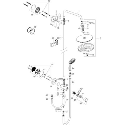 Hansgrohe Showerpipe Croma 220 Air Reno, mit Brausearm 400 mm, 1647 x 400 x 364 x 512 mm, Farbe chrom Bild 3