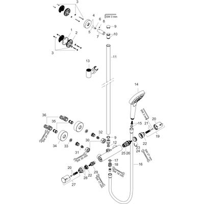 Hansgrohe Showerpipe Croma Select E Multi SemiPipe weiss / chrom, 251 mm, Farbe weiß, chrom Bild 3