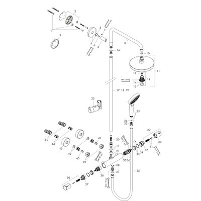 Hansgrohe Showerpipe Croma Select S180 2jet mit Thermostat, EcoSmart weiss / chrom, 1336 x 400 x 310 x 485 x 393 mm, Farbe weiß, chrom Bild 2