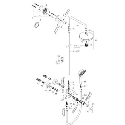 Hansgrohe Showerpipe Croma Select S 180 Einhebelmischer weiss / chrom, 1326 x 269 x 485 mm, Farbe weiß, chrom Bild 2