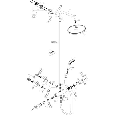 Hansgrohe Showerpipe Crometta S 240, 1jet, mit Thermostat, 1427 x 350 x 304 x 468 mm, Farbe chrom Bild 4
