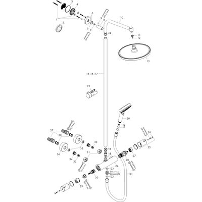 Hansgrohe Showerpipe Crometta S 240 1jet EcoSmart, KB 9l/min, Thermostat-AP, 1427 x 304 x 468 x 468 mm, Farbe chrom Bild 2