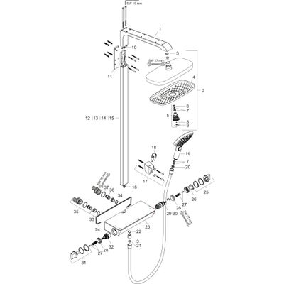 Hansgrohe Showerpipe Raindance Select E 300 2jet EcoSmart, 1536 x 511 x 472 mm, Farbe chrom Bild 2
