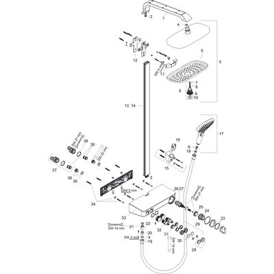 Hansgrohe Showerpipe Raindance Select E 300 2jet EcoSmart ShowerTablet weiss / chrom, 1539 x 487 x 466 mm, Farbe weiß, chrom Bild 2