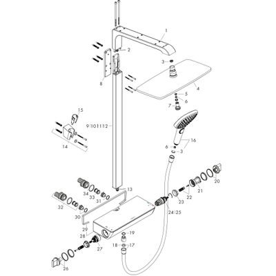 Hansgrohe Showerpipe Raindance Select chrom KB Raindance E Air 1jet 360 mm EcoSmart, 1269 x 559 x 476 mm, Farbe chrom Bild 4