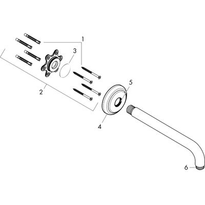 Hansgrohe Brausearm DN 15 389 mm Ausladung Axor 90 Grad brushed, ohne Kugelgelenk, 400 mm, Farbe nickel Bild 3
