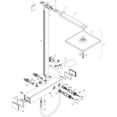 Hansgrohe Showerpipe Raindance E 300 1jet mit ShowerTablet 600, HB+KB, 1468 x 633 x 555 x 555 mm, Farbe chrom Bild 4