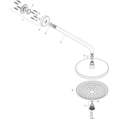 Hansgrohe Kopfbrause Raindance Select S 300, 2jet 300 mm, mit Brausearm 390 mm weiss / chrom, 1463 x 380 x 580 x 580 mm, Farbe weiß, chrom Bild 3