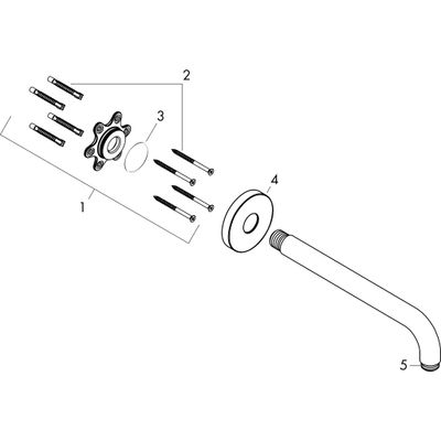 Hansgrohe Brausearm DN 15 241 mm Ausladung 90 Grad, ohne Kugelgelenk, 254 mm, Farbe chrom Bild 2