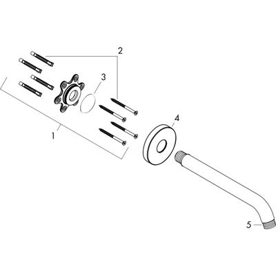 Hansgrohe Brausearm, 230 mm Ausladung 67 Grad, ohne Kugelgelenk, 241 mm, Farbe chrom Bild 3