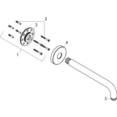 Hansgrohe Brausearm DN 15 Ausladung 90 Grad BN, ohne Kugelgelenk, 389 mm, Farbe nickel Bild 2