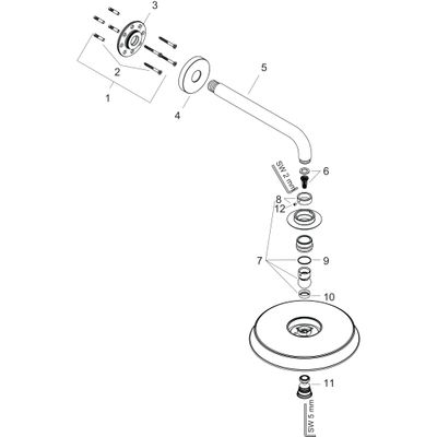 Hansgrohe Tellerkopfbrause Raindance Classic 240 mm Air chrom / gold, mit Brausearm 383 mm, 147 x 270 x 524 x 524 mm, Farbe chrom, gold Bild 2