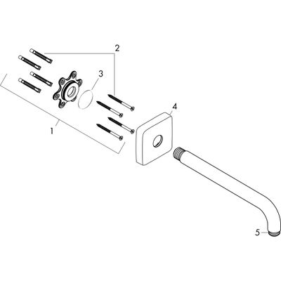 Hansgrohe Brausearm DN 15, 389 mm verchromt, Rosette eckig, 401 mm, Farbe chrom Bild 3