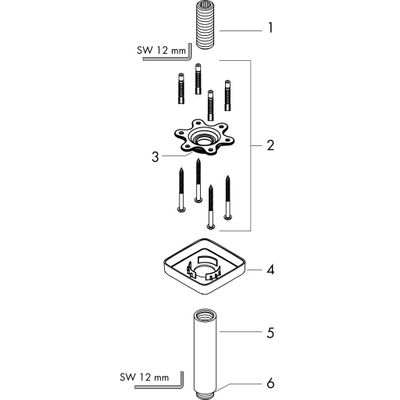 Hansgrohe Decken-Anschlussstück DN 15, 100 mm Rosette eckig, verchromt, 80 mm, Farbe chrom Bild 2