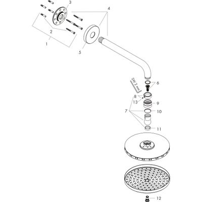 Hansgrohe Kopfbrause Raindance Air 240 mm, mit Brausearm verchromt, Brausearm 389 mm, 136 x 503 x 240 x 503 x 503 mm, Farbe chrom Bild 3