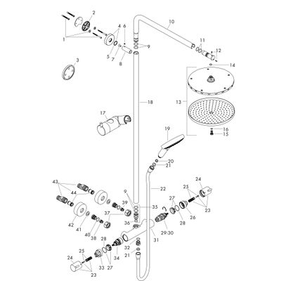 Hansgrohe Showerpipe Raindance Select S 240 1jet PowderRain matt, 1109 x 305 x 582 mm, Farbe weiß Bild 7