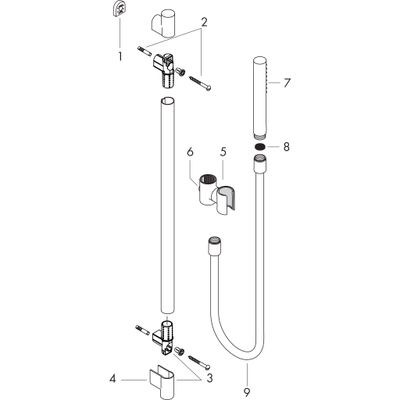Hansgrohe Brausenset Axor Starck 900 mm BBC, mit Schlauch 1600 mm und Handbrause 1jet, Farbe black chrome Bild 2
