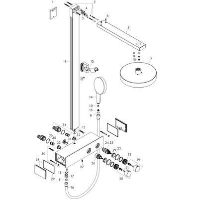 Hansgrohe Showerpipe Rainfinity 350, mit Kopfbrause 250 EcoSmart matt, 1066 x 370 x 531 mm, Farbe schwarz Bild 5