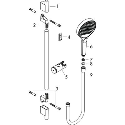 Hansgrohe Brauseset Rainfinity 130 3jet EcoSm Unica S Puro Typ 90 Push Schieber MSW, Farbe schwarz Bild 2