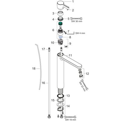 Hansgrohe Waschtischmischer Metris S Highriser, Farbe chrom Bild 2
