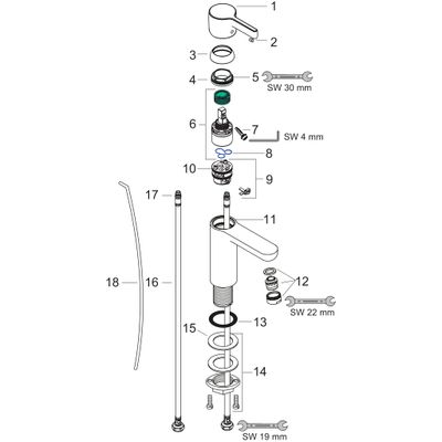 Hansgrohe Waschtischmischer Metris S LowFlow, Farbe chrom Bild 2