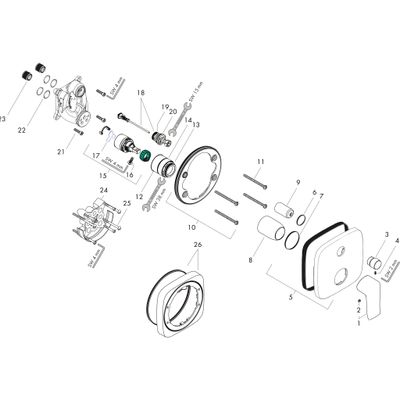 Hansgrohe Farbset Metris eckig verchromt, für Einhand-Unterputz-Badebatterie, 155 x 155 mm, Farbe chrom Bild 2