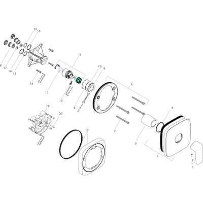 Hansgrohe Farbset Metris eckig verchromt, für Einhand-Unterputz-Brausebatterie, 155 x 155 mm, Farbe chrom Bild 2