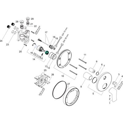 Hansgrohe Farbset Metris mit integr. Sicherungkombi, für Einhand-UP-Wannenbatterie verchromt, 150 mm, Farbe chrom Bild 2