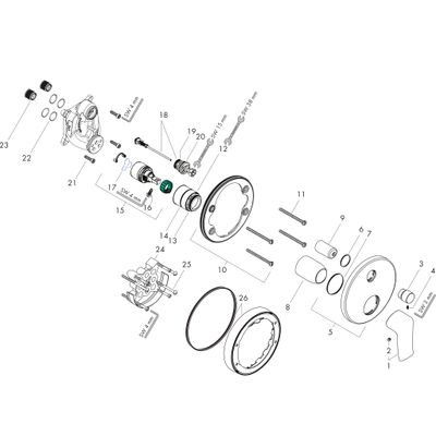 Hansgrohe Farbset Metris verchromt, für Einhand-Unterputz-Badebatterie, 150 mm, Farbe chrom Bild 2