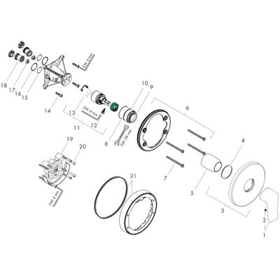 Hansgrohe Farbset Metris verchromt, für Einhand-Unterputz-Brausebatterie, 150 mm, Farbe chrom Bild 2