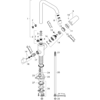 Hansgrohe Spültischmischer 260 Focus M41 Geräteabsperrventil 1jet, 353 mm, Farbe chrom Bild 2