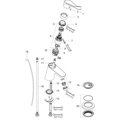Hansgrohe Einhebel-Waschtischmischer, ComfortZone 70, mit Ablaufgarnitur, Ausladung 101 mm, 149 x 101 mm, Farbe chrom Bild 3