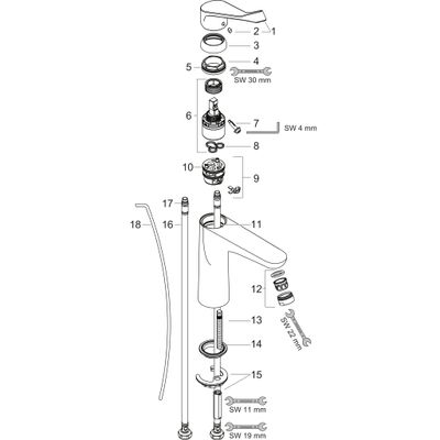 Hansgrohe Einhebel-Waschtischmischer, ComfortZone 100, mit Ablaufgarnitur, Ausladung 119 mm, 200 x 119 mm, Farbe chrom Bild 2