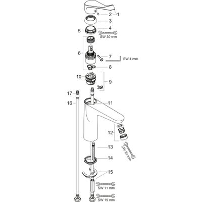 Hansgrohe Einhebel-Waschtischmischer, ComfortZone 100, ohne Ablaufgarnitur, Ausladung 119 mm, 200 x 119 mm, Farbe chrom Bild 2