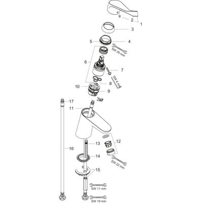 Hansgrohe Einhebel-WT-Mischer 100, CoolStart, ohne Ablaufgarnitur, Ausladung 119 mm, 200 x 119 mm, Farbe chrom Bild 2