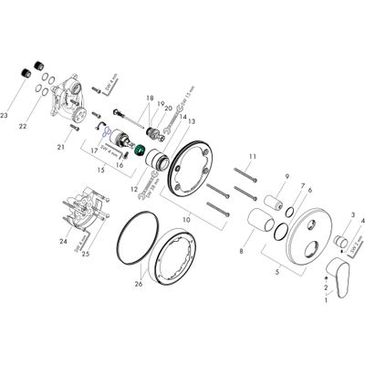 Hansgrohe Farbset Focus verchromt für Einhand-Unterputz-Badebatterie, 150 mm, Farbe chrom Bild 2