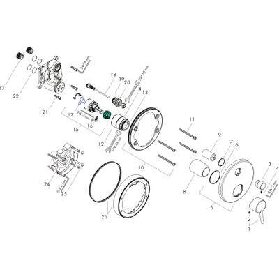 Hansgrohe Farbset Talis verchromt für Einhand-Unterputz-Badebatterie, 150 mm, Farbe chrom Bild 2