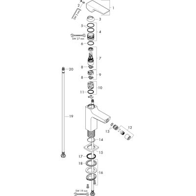 Hansgrohe Bidetmischer Metropol, mit Push-Open Ablaufgarnitur BBR, Farbe bronze Bild 2